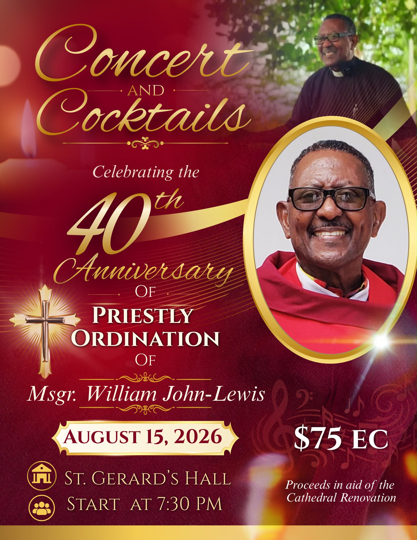 40th Anniversary of Priestly Ordination of Msgr William John-Lewis — Concert and Cocktails